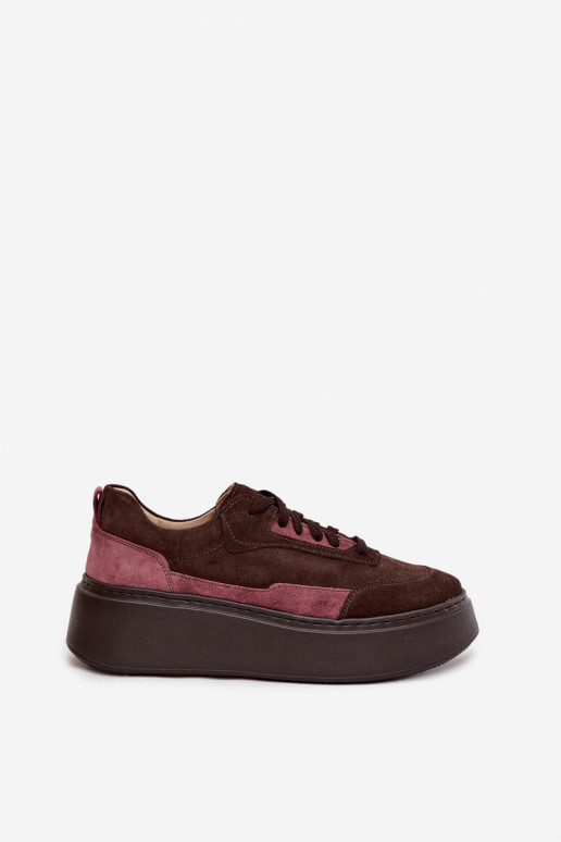 Chaussures modèle baskets FémininActivéturalnego en daimu avec une plateforme Zazoo N1265S3 CzekoladoÀe Chaussures modèle baskets FémininActivéturalnego en daimu avec une plateforme Zazoo N1265S3 CzekoladoÀe