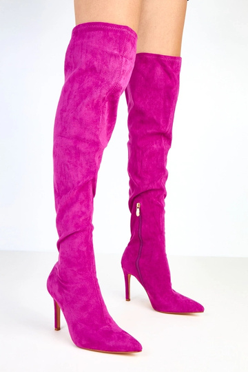 Bottes violettes à talons au-dessus du genou Giovana