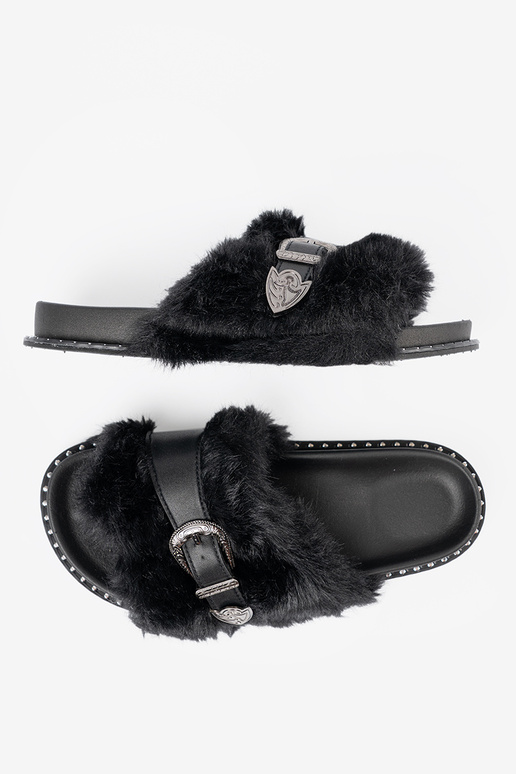 Chaussons z ekofutra z dekoracyjną klamrą