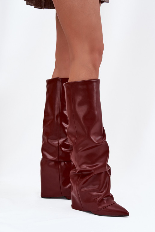 Bottes d'hiver pour femmes, bordeaux, avec cholewa et talons, Elivira Bottes d'hiver pour femmes, bordeaux, avec cholewa et talons, Elivira