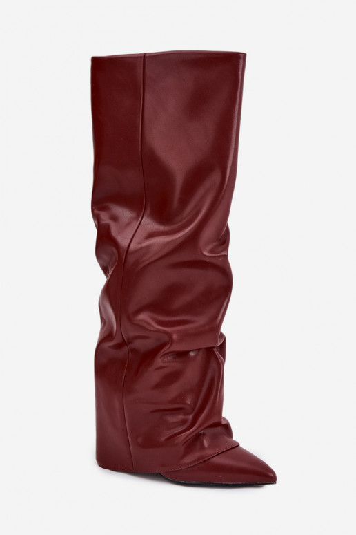 Bottes d'hiver pour femmes, bordeaux, avec cholewa et talons, Elivira Bottes d'hiver pour femmes, bordeaux, avec cholewa et talons, Elivira