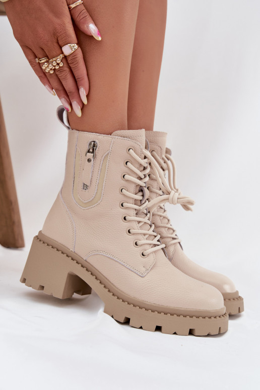 Bottines en cuir pour femmes avec talons, chaudes Vinceza 86418 couleur sable