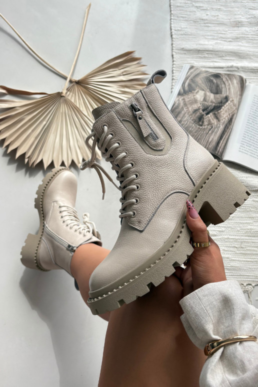 Bottines en cuir pour femmes avec talons, chaudes Vinceza 86418 couleur sable