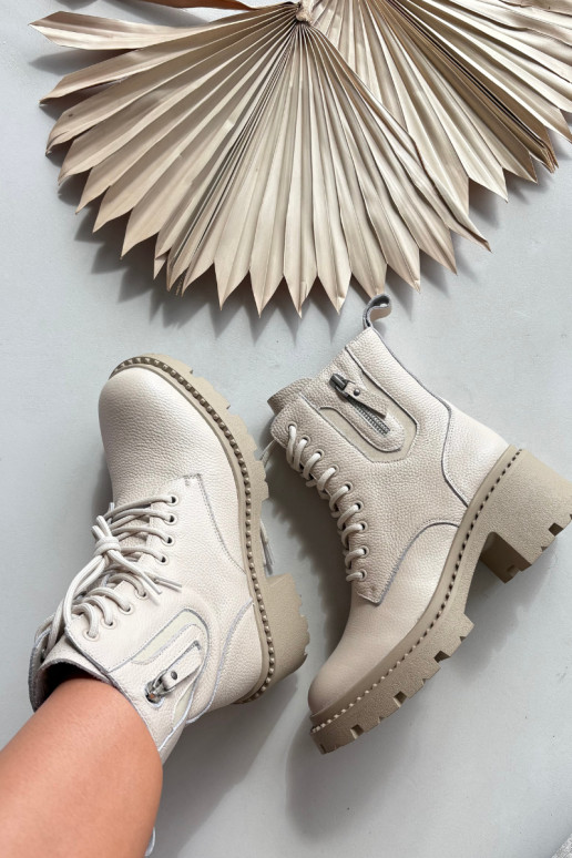 Bottines en cuir pour femmes avec talons, chaudes Vinceza 86418 couleur sable