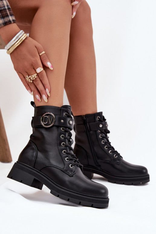 Bottes de travail pour femmes doublées avec détails décoratifs, couleur noire, Talyssa Bottes de travail pour femmes doublées avec détails décoratifs, couleur noire, Talyssa