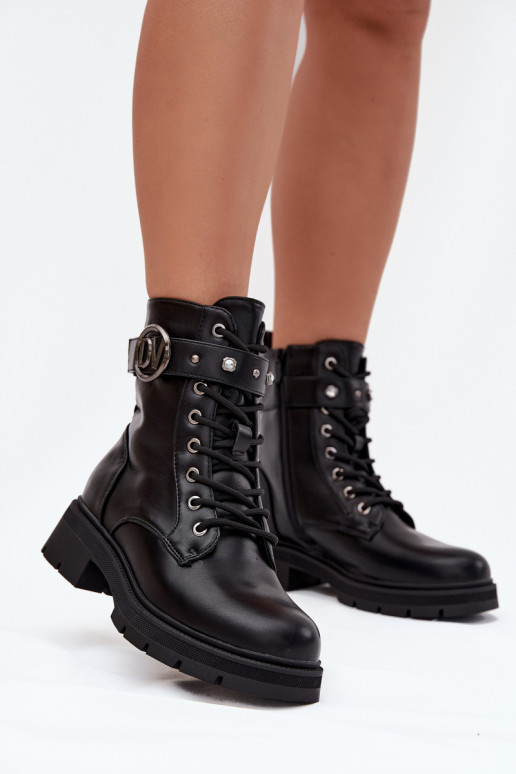Bottes de travail pour femmes doublées avec détails décoratifs, couleur noire, Talyssa Bottes de travail pour femmes doublées avec détails décoratifs, couleur noire, Talyssa