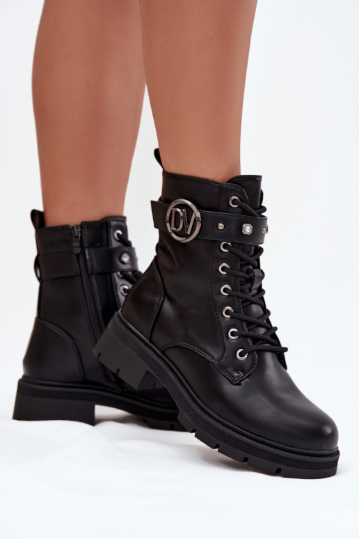 Bottes de travail pour femmes doublées avec détails décoratifs, couleur noire, Talyssa Bottes de travail pour femmes doublées avec détails décoratifs, couleur noire, Talyssa