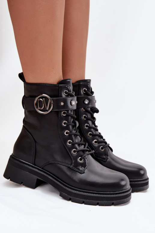Bottes de travail pour femmes doublées avec détails décoratifs, couleur noire, Talyssa Bottes de travail pour femmes doublées avec détails décoratifs, couleur noire, Talyssa
