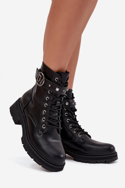 Bottes de travail pour femmes doublées avec détails décoratifs, couleur noire, Talyssa Bottes de travail pour femmes doublées avec détails décoratifs, couleur noire, Talyssa