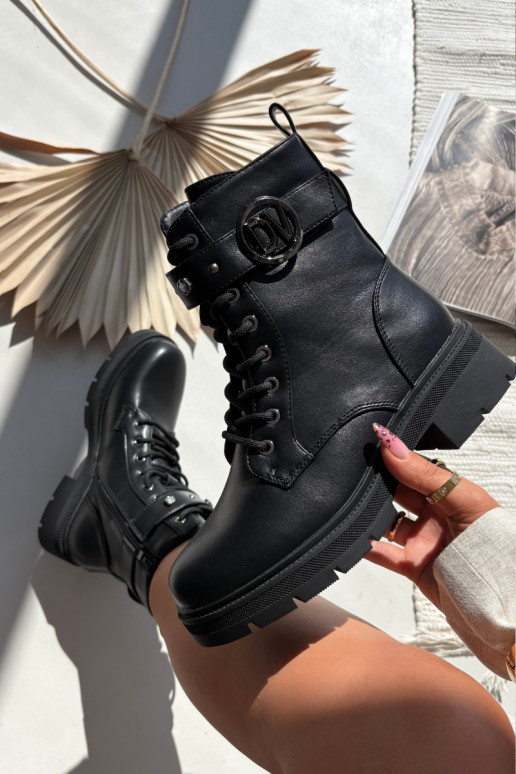 Bottes de travail pour femmes doublées avec détails décoratifs, couleur noire, Talyssa Bottes de travail pour femmes doublées avec détails décoratifs, couleur noire, Talyssa