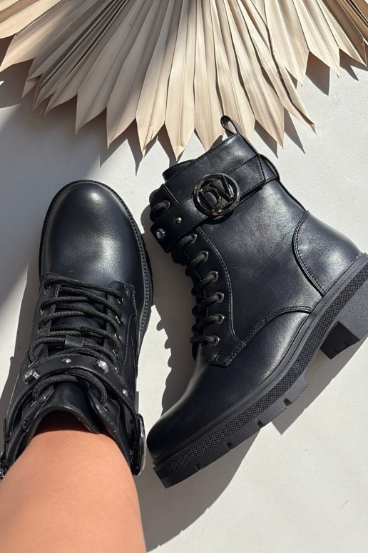 Bottes de travail pour femmes doublées avec détails décoratifs, couleur noire, Talyssa Bottes de travail pour femmes doublées avec détails décoratifs, couleur noire, Talyssa