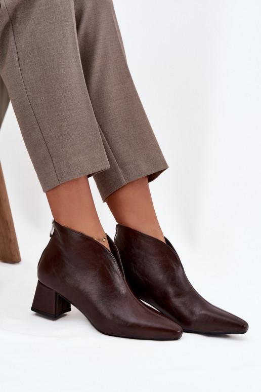 Bottines pour femmes en chocolat avec talons en cuir écologique Rylina