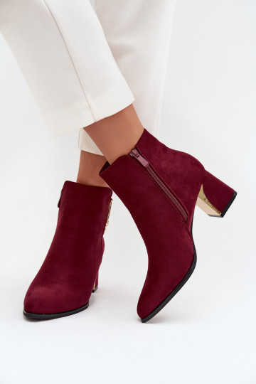 Bottines pour femmes bordeaux avec détails dorés « Kalivra » 2