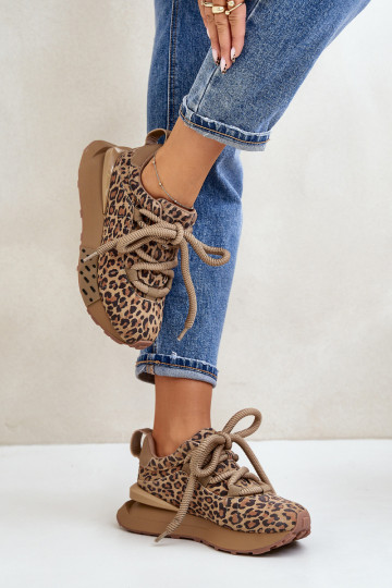 en daim Chaussures modèle baskets Féminin avec une plateformeGrubym Laçagem avec des motifs en fourrure de léopard Artiker 55C01