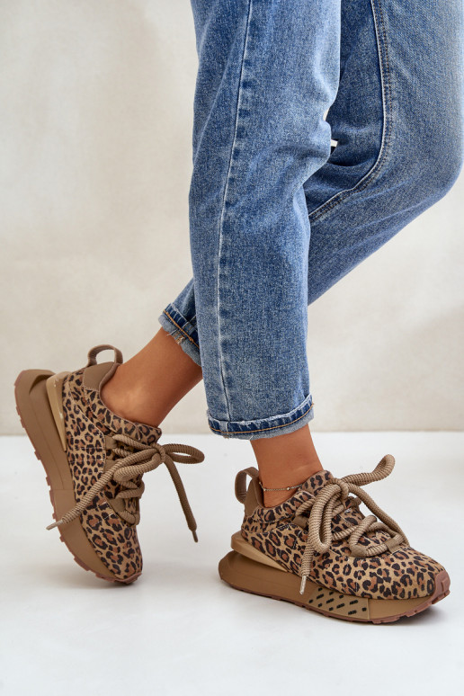 en daim Chaussures modèle baskets Féminin avec une plateformeGrubym Laçagem avec des motifs en fourrure de léopard Artiker 55C01