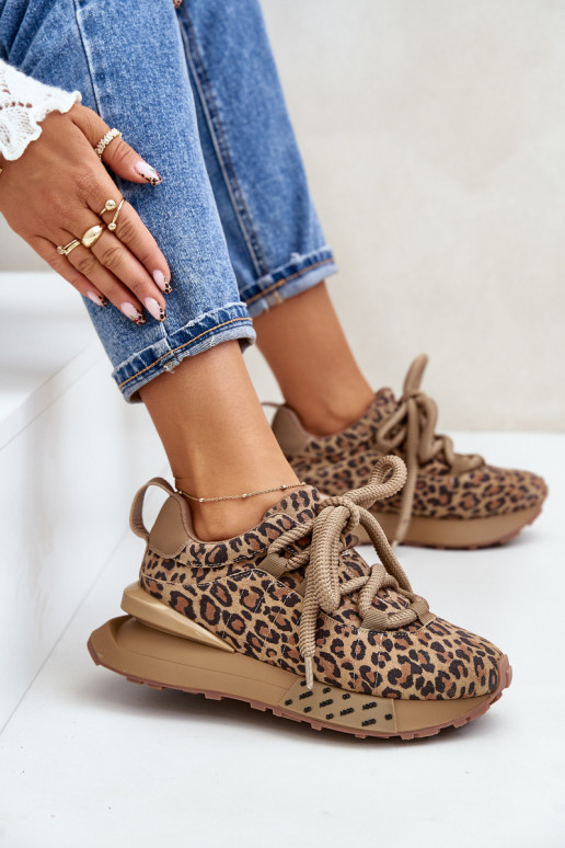 en daim Chaussures modèle baskets Féminin avec une plateformeGrubym Laçagem avec des motifs en fourrure de léopard Artiker 55C01