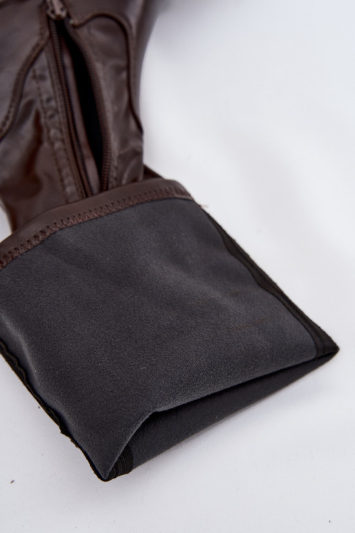 Bottes montantes pour femmes à talons massifs et plateforme à enfiler couleur marron Florinne