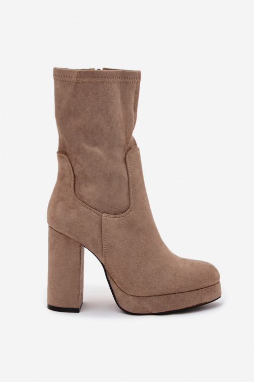 Bottes pour femmesen daim écologiqueu beige Carolina