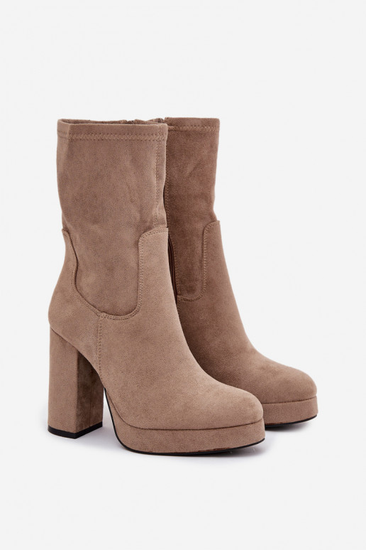 Bottes pour femmesen daim écologiqueu beige Carolina