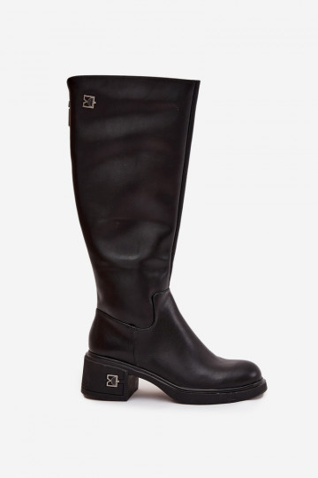 Peau bottes pour femmes Sur un talon bas réchauffer Vinceza 66823 couleur noire 2