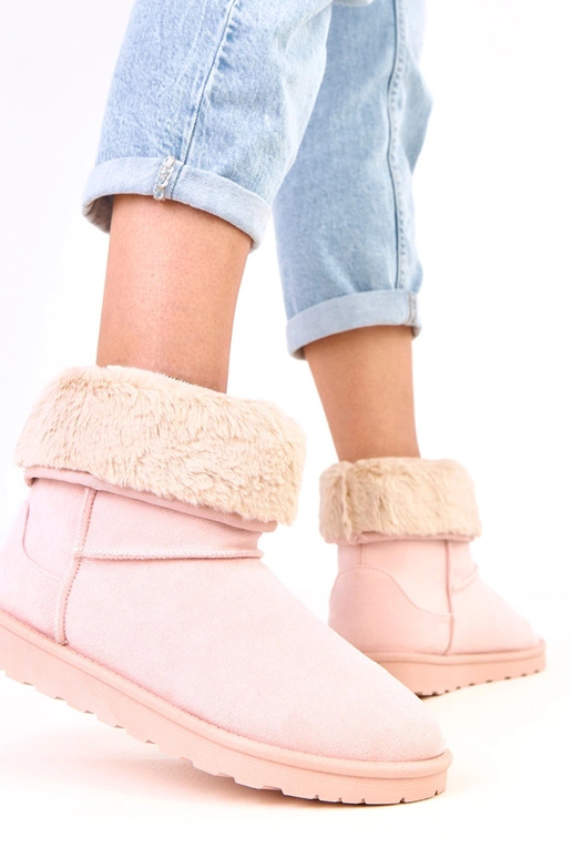 Bottes de neige roses avec fourrure...