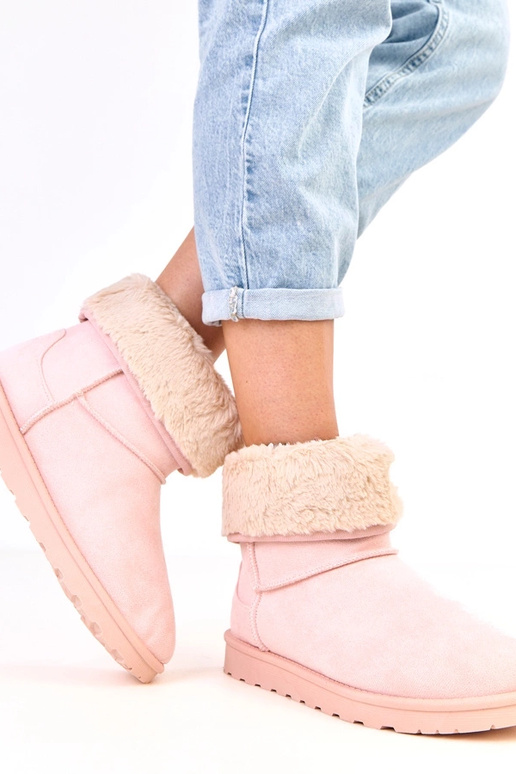 Bottes de neige roses avec fourrure...
