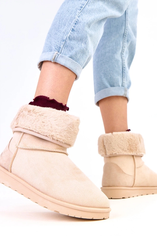Bottes de neige beiges avec fourrure...