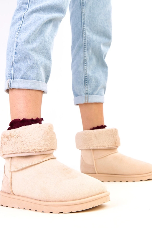 Bottes de neige beiges avec fourrure...