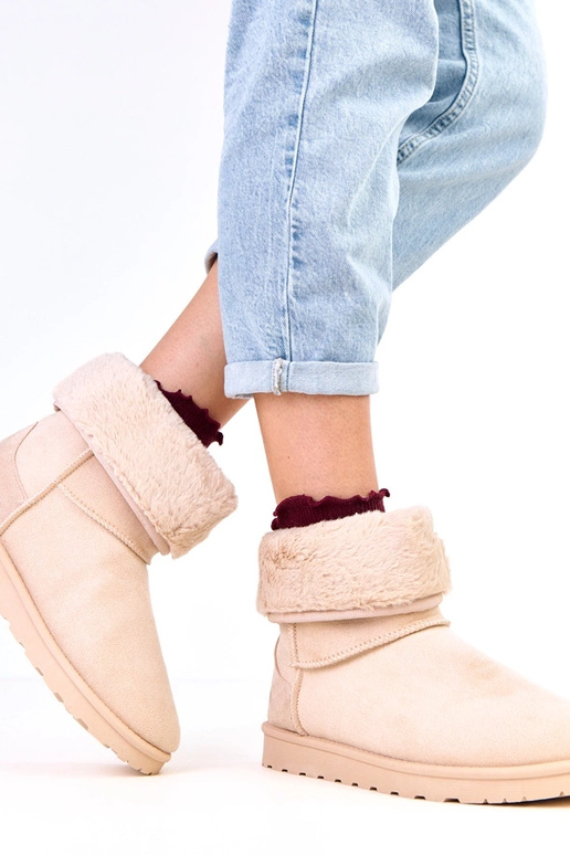 Bottes de neige beiges avec fourrure...