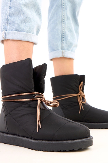 Bottes de neige noires pour femmes avec lacet décoratif Temira
