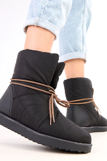 Bottes de neige noires pour femmes avec lacet décoratif Temira 2