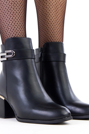 Bottines noires à talons hauts avec pierres zirconium Elefat 2