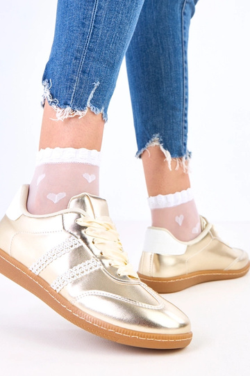 Baskets dorées pour femmes avec lacets satinés Madres 2