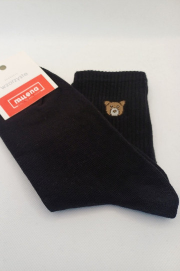 Chaussettes noires pour femmes « Ourson »