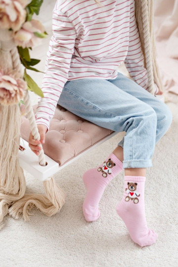 Chaussettes pour enfants Jeunesse Nounours couleur rose