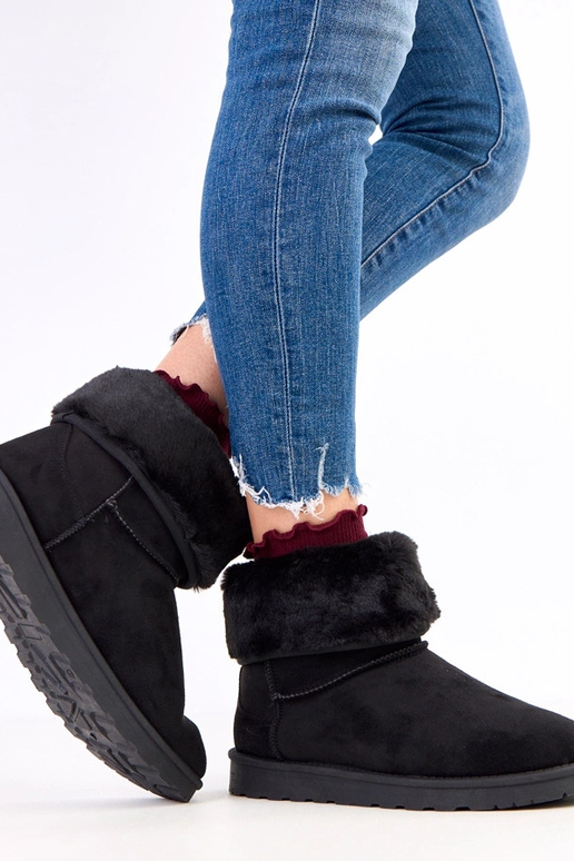 Bottes de neige noires avec fourrure...