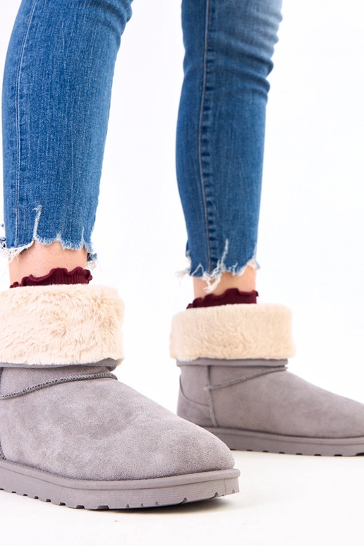 Bottes de neige grises avec fourrure...