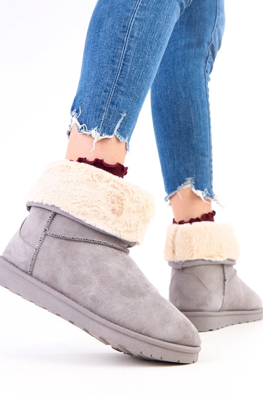 Bottes de neige grises avec fourrure...