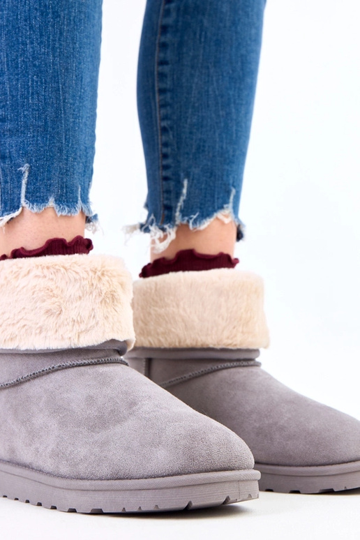 Bottes de neige grises avec fourrure...