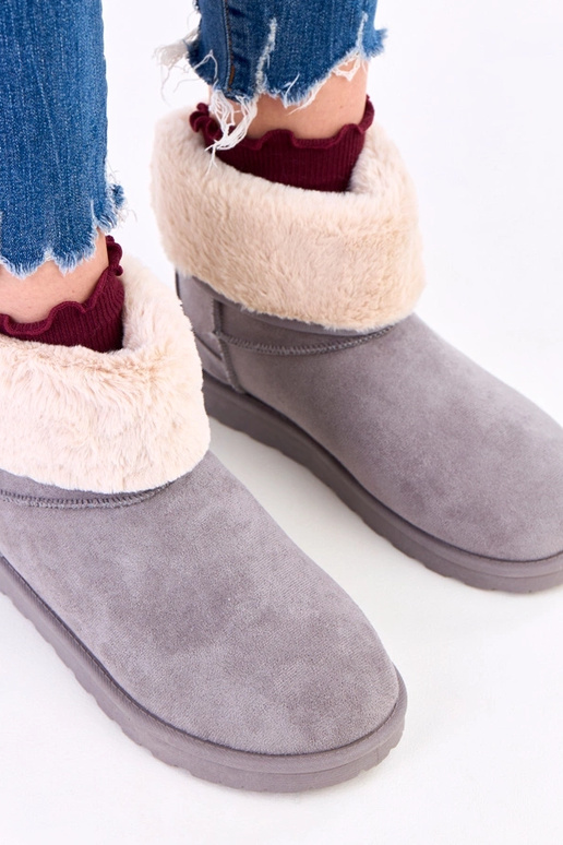 Bottes de neige grises avec fourrure...