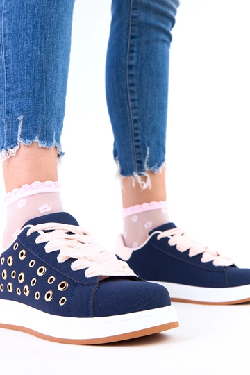 Baskets bleu foncé sur plateforme avec clous Adelis