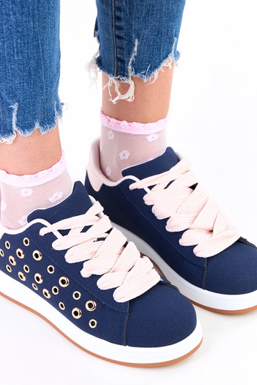 Baskets bleu foncé sur plateforme avec clous Adelis 2