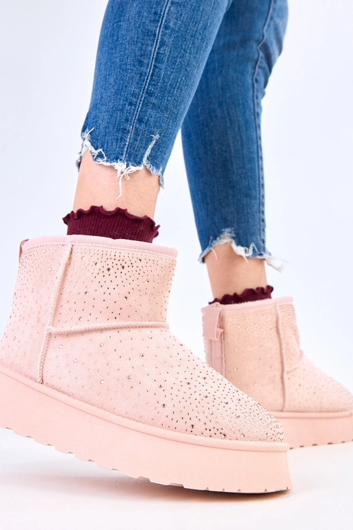 Bottes de neige roses avec zircon sur...