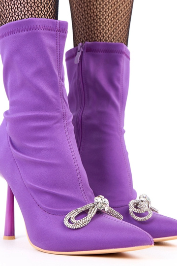 Bottines satinées violettes avec un nœud en zircon Bellana 2