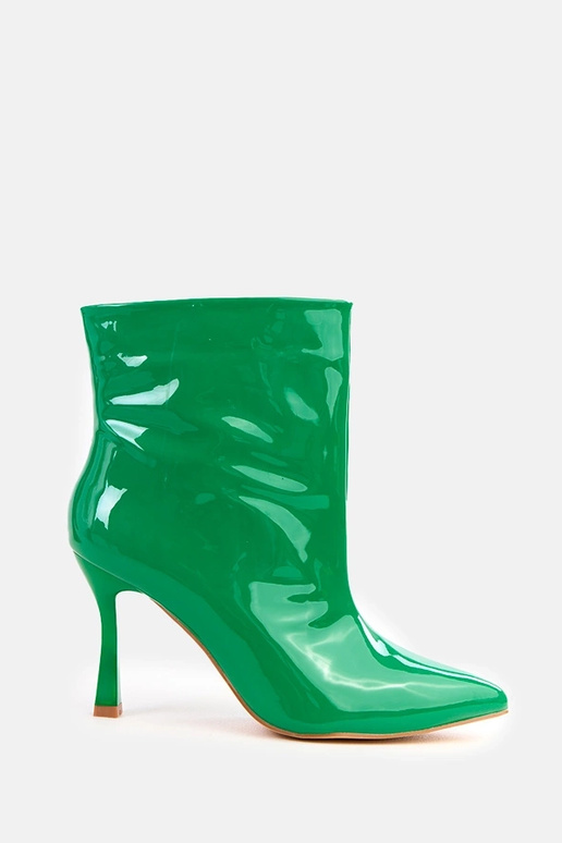 Bottines vernies vertes à talon haut...