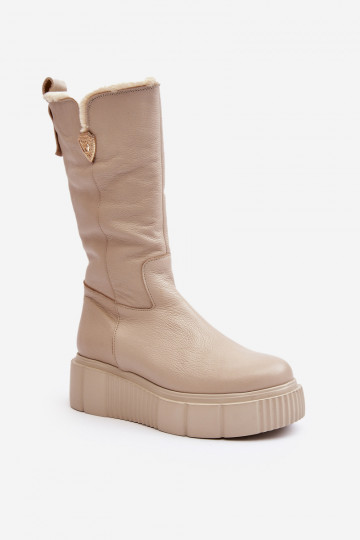 Féminin Peau bottes Avec Vilna beige Bayla