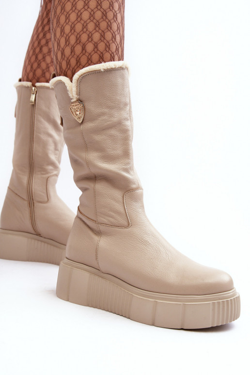 Féminin Peau bottes Avec Vilna beige Bayla