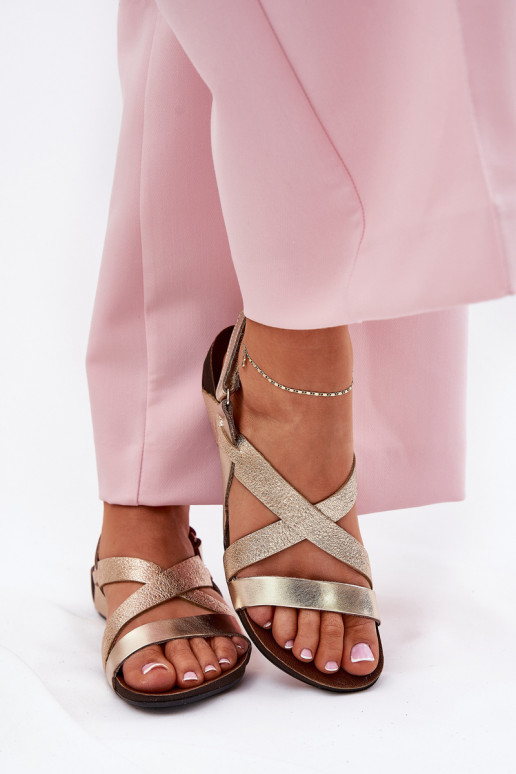 isocèle Sandales pour femmes Féminin Zazoo 40032 couleur dorée