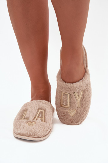 Chaussons Féminin avec un manteau de fourrure LADY Vinceza 19958 beige