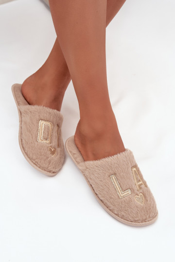 Chaussons Féminin avec un manteau de fourrure LADY Vinceza 19958 beige 2
